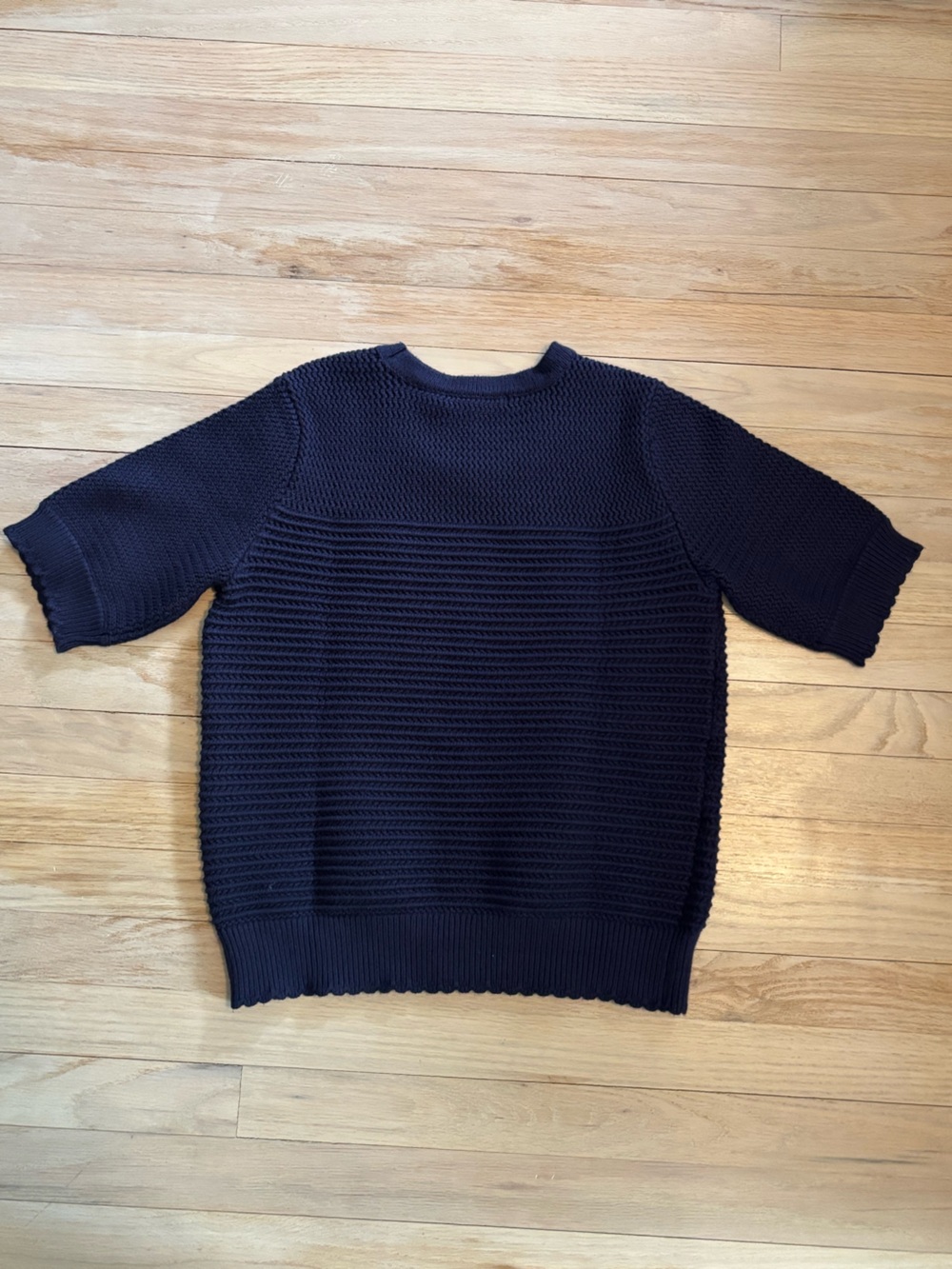 Women’s Navy Short-Sleeve Knit Sweater - Picture 3 of 3